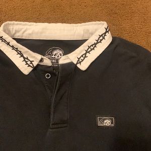 LURKING CLASS BY SKETCHY TANK THORNS BLACK LONG SLEEVE POLO SHIRT